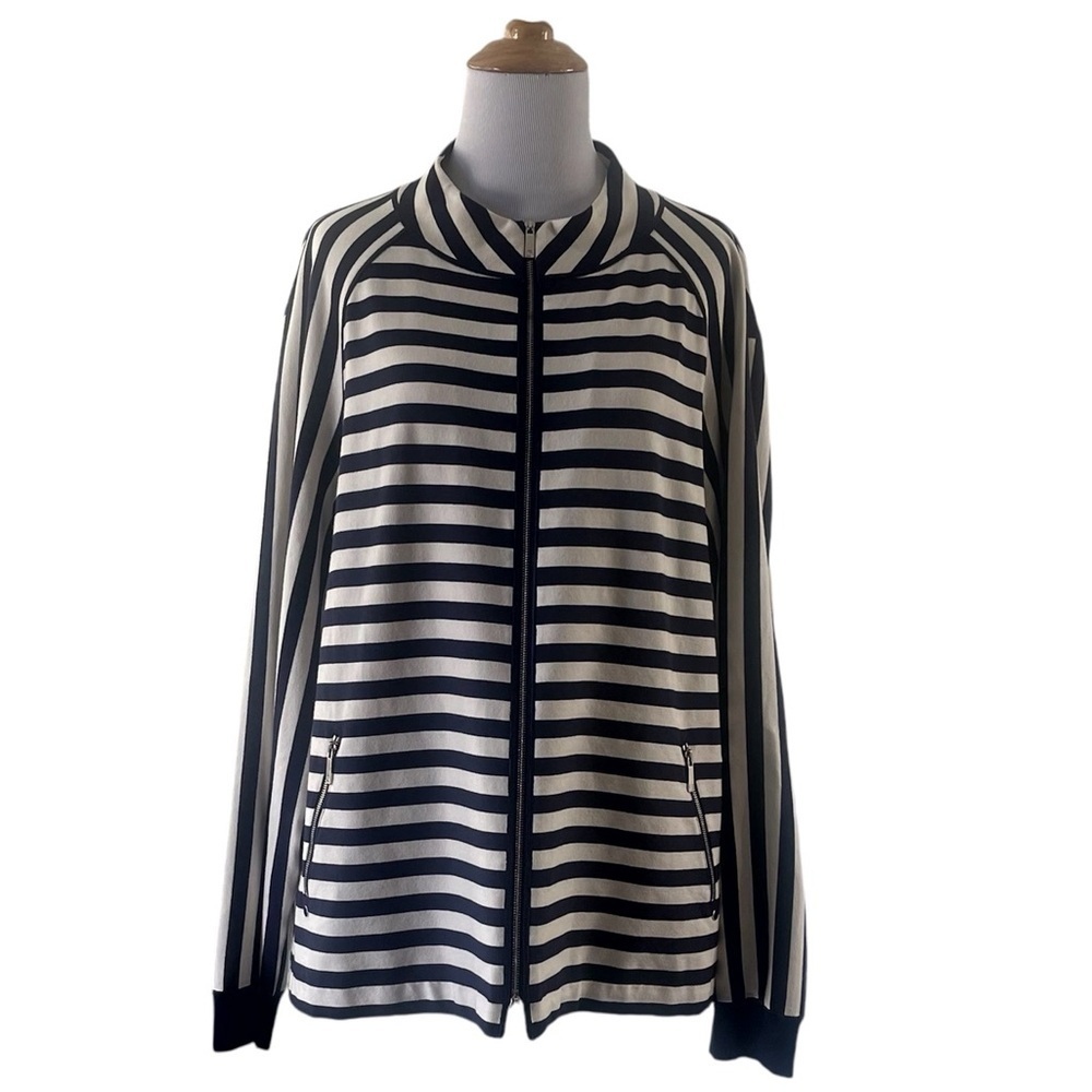 Lafayette 148 New York Striped full zip jacket